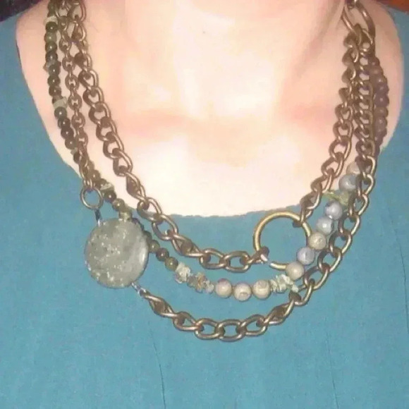 Handmade multi chain necklace - Picture 2 of 4
